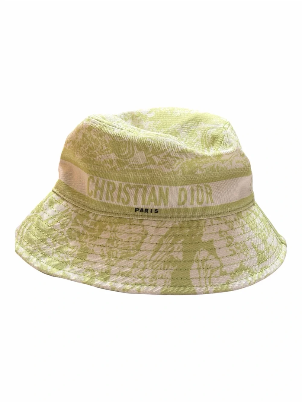 Christian Dior Toile de Jouy Green White Cotton Bucket Hat